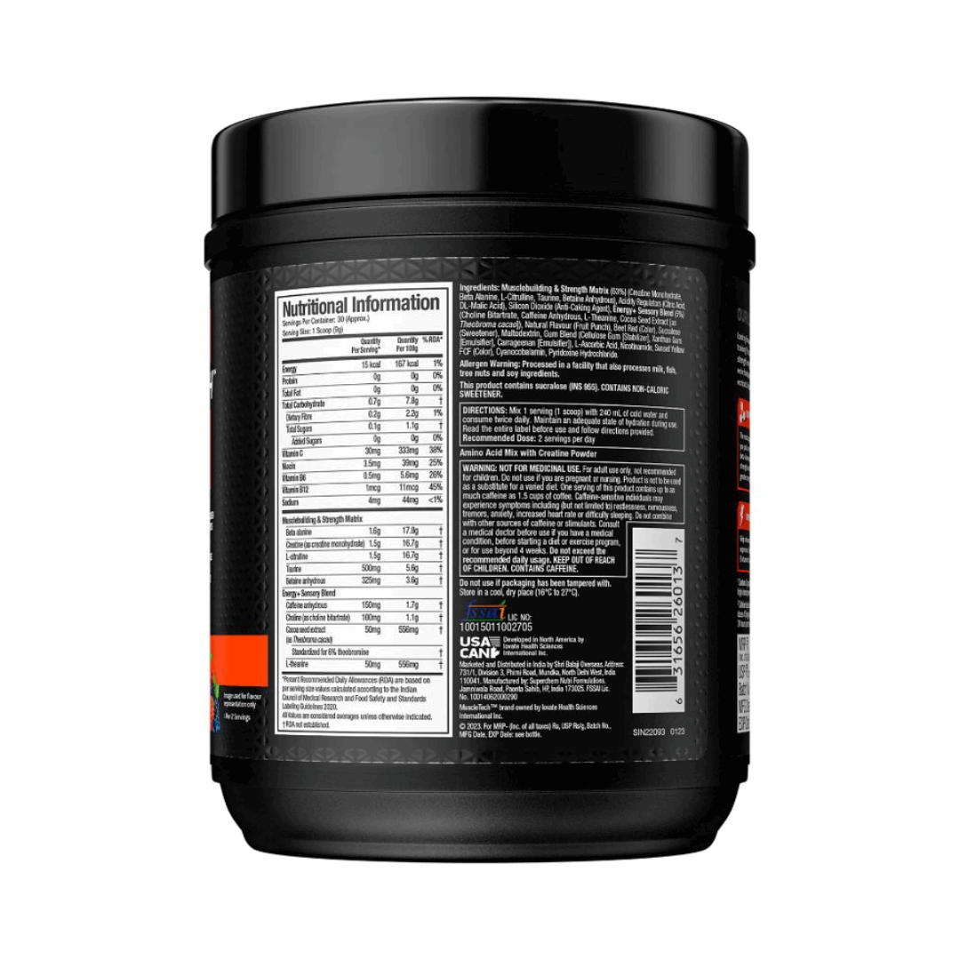 MuscleTech Vapor X5 pre-workout supplement container on a white background