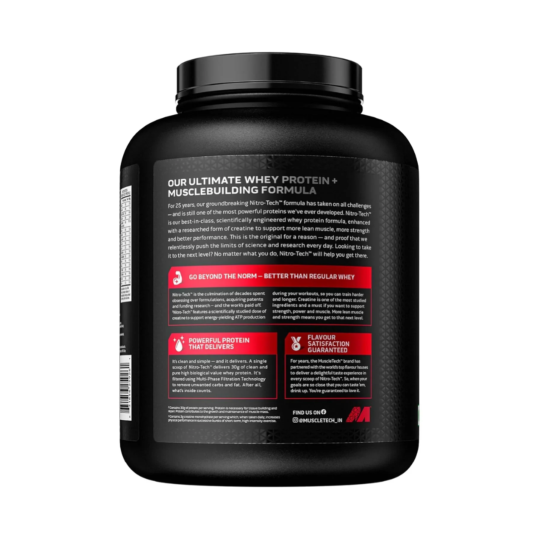 Muscletech Nitro Tech Whey Protein container on a white background