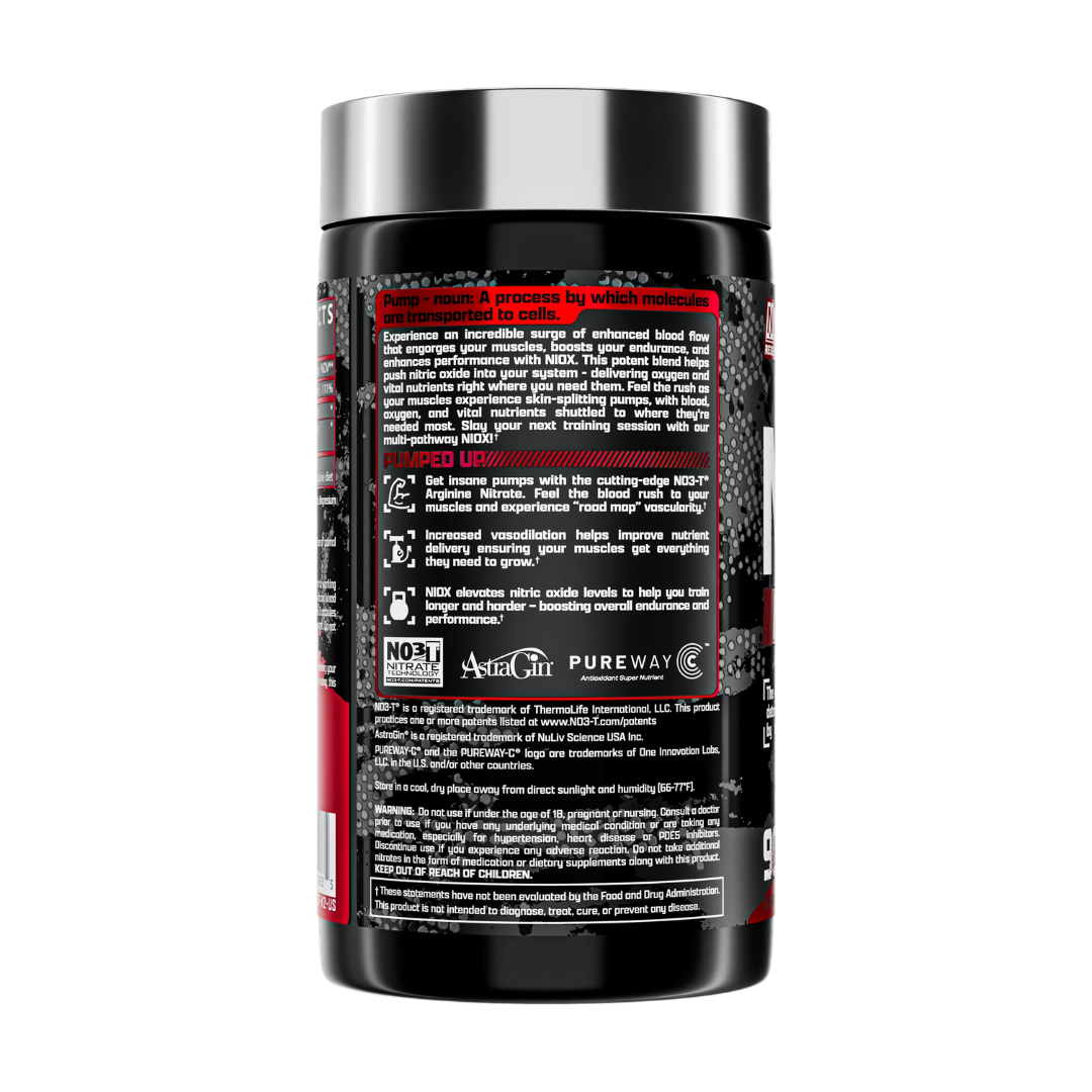Nutrex Niox Nitric Oxide supplement container on a white background