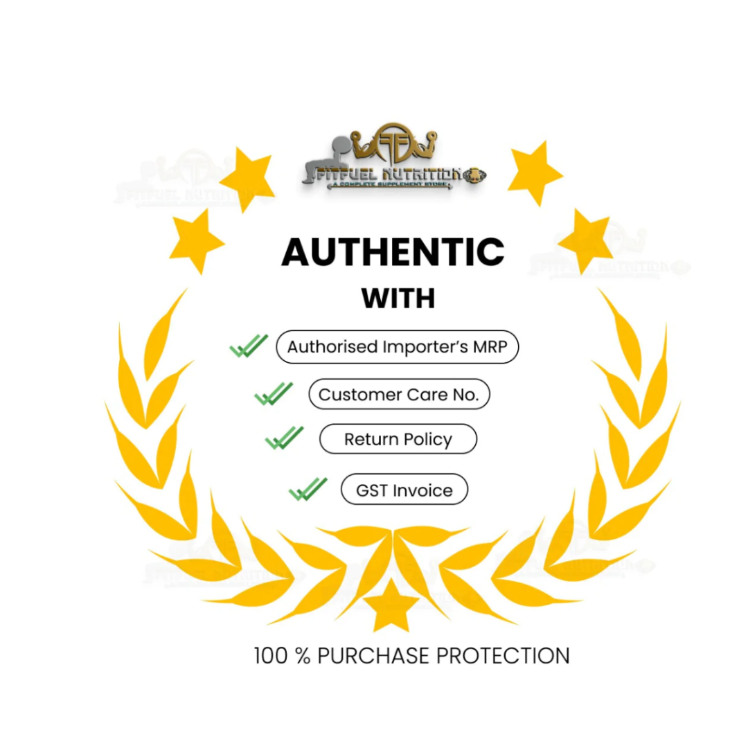 Nutrition authenticity badge with stars and text on a white background