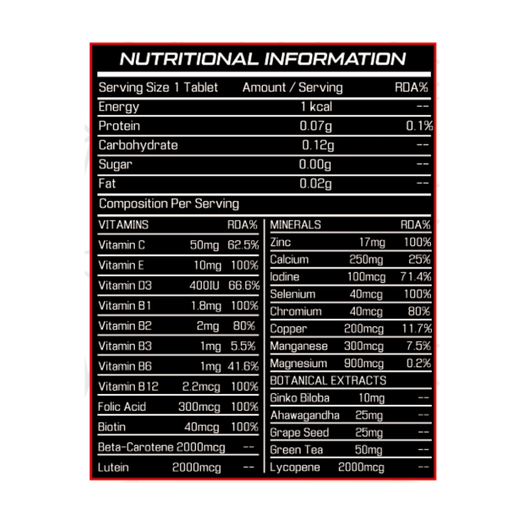 Nutritional information label on a white background