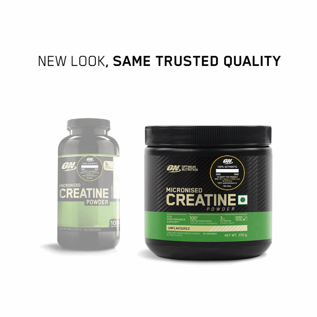 Optimum Nutrition Micronised Creatine Powder container on a white background