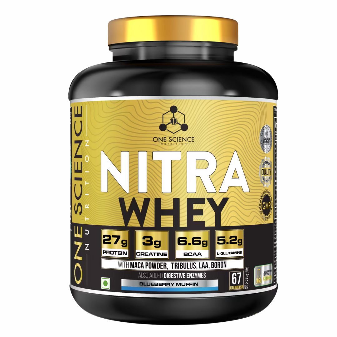 One Science Nutrition Nitra Whey protein powder container on a white background