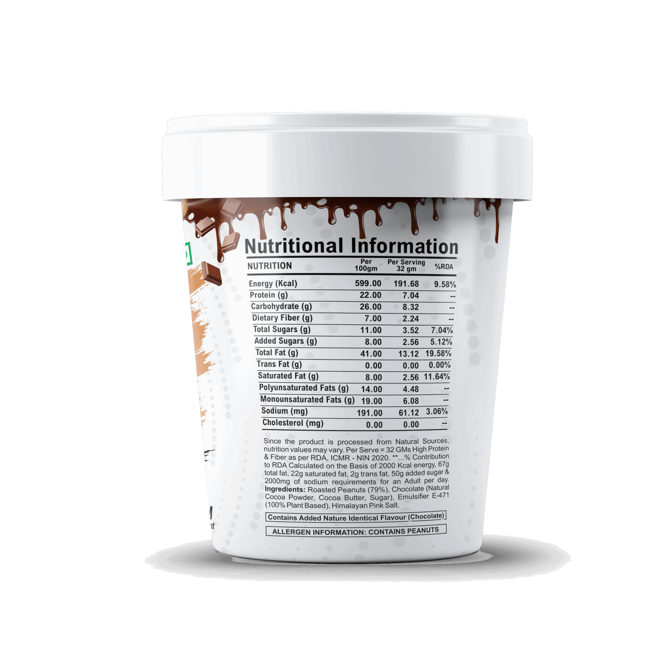 Container of Grow Labz High Protein Peanut Butter on a white background
