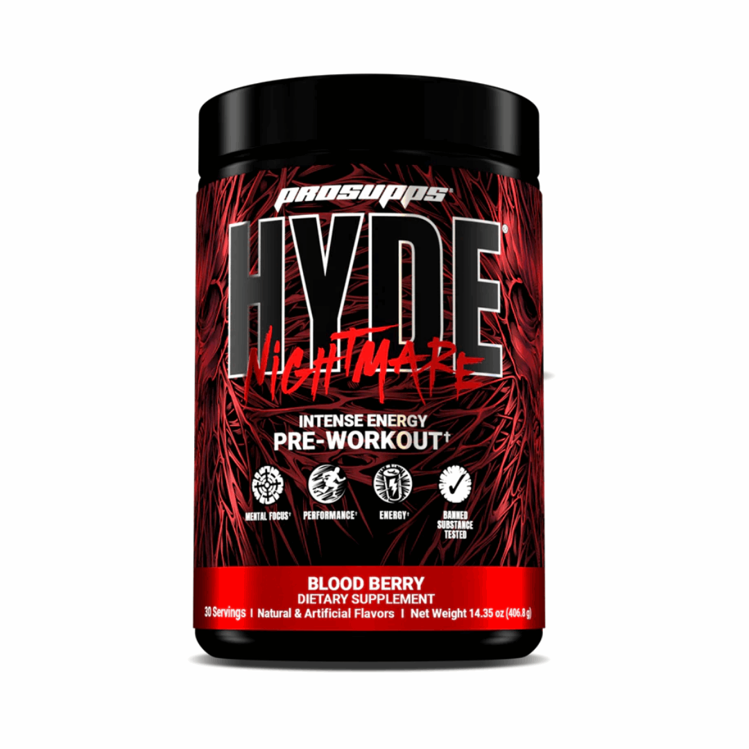 ProSupps Hyde Nightmare pre-workout supplement container on a white background