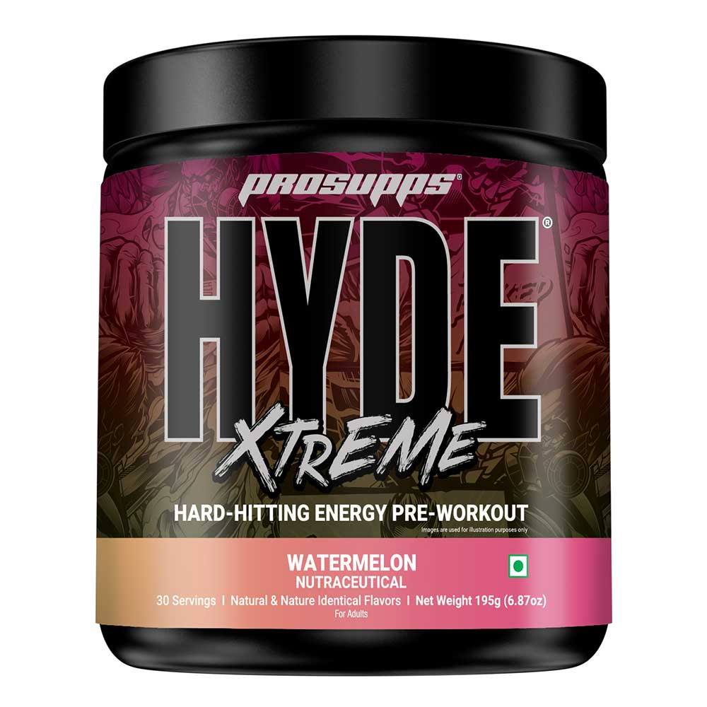ProSupps Hyde Xtreme pre-workout supplement container on a white background