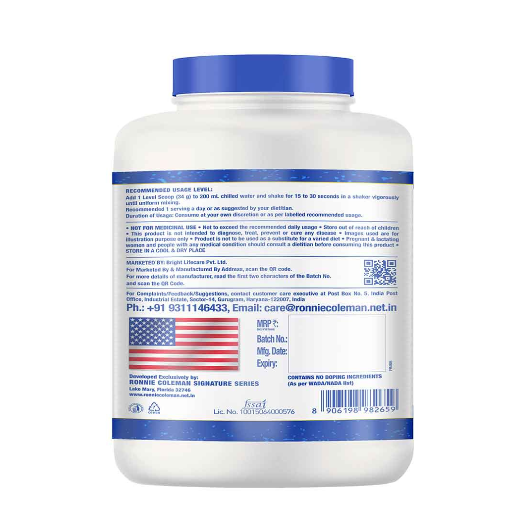 Supplement container with blue lid and American flag on a white background