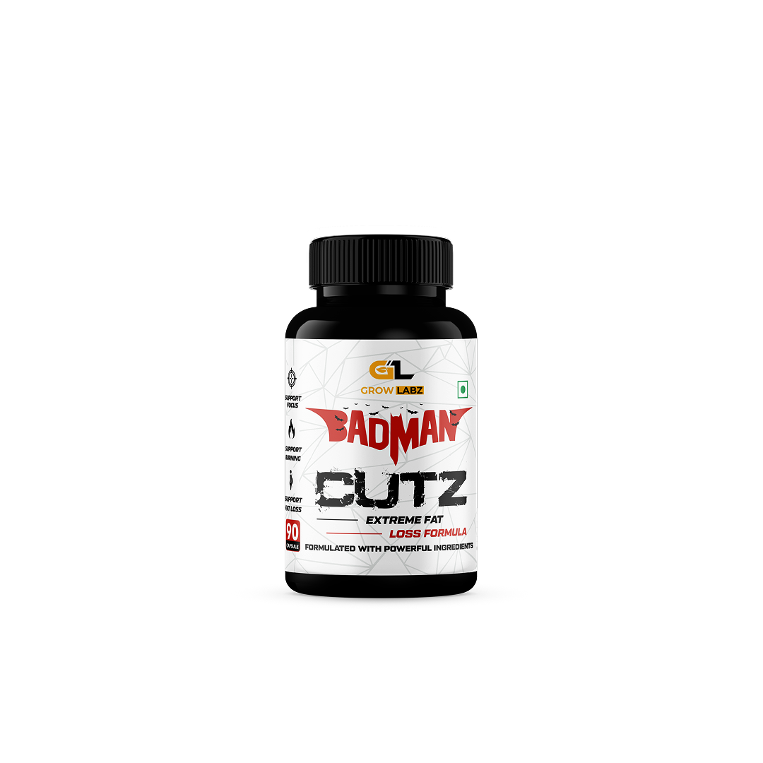 Supplement bottle labeled 'Badman Cutz' on a white background