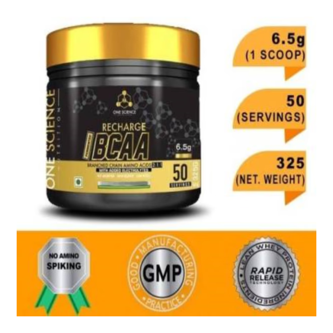 Supplement container with gold and black design, featuring nutritional information and certification logos.