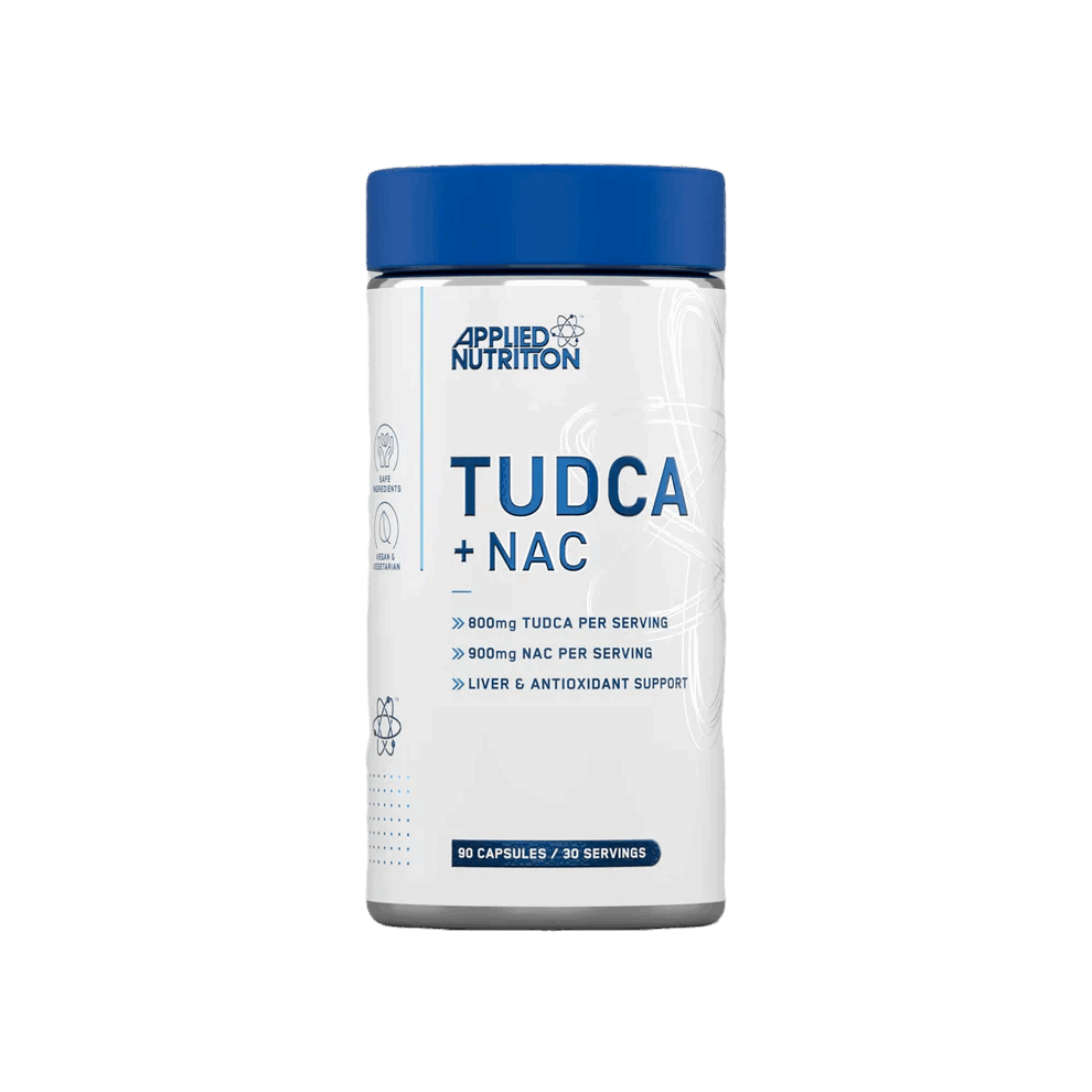 Applied Nutrition TUDCA + NAC supplement bottle on a white background