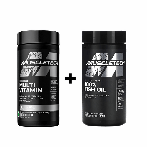 Muscletech Platinum MultiVitamin – 60 tabs + MuscleTech Platinum 100% Fish Oil – 100 Softgels Combo