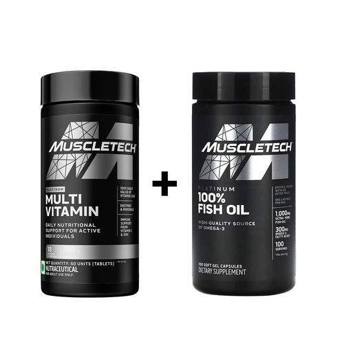 Muscletech Platinum MultiVitamin – 60 tabs + MuscleTech Platinum 100% Fish Oil – 100 Softgels Combo
