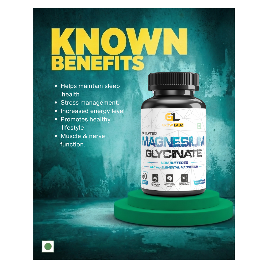 Growlabz Non Buffered 14% Chelated Magnesium Glycinate - 440Mg Elemental