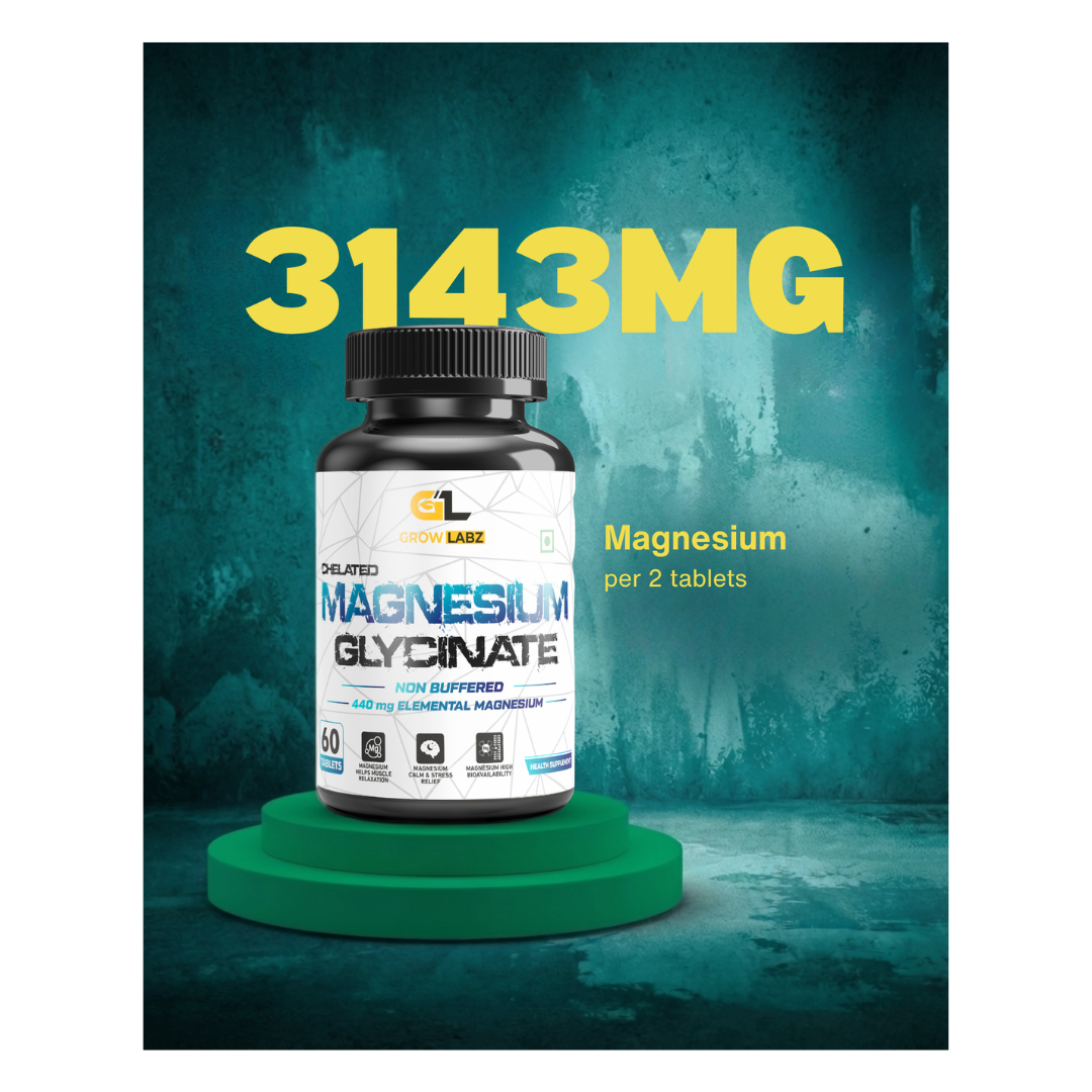 Growlabz Non Buffered 14% Chelated Magnesium Glycinate - 440Mg Elemental