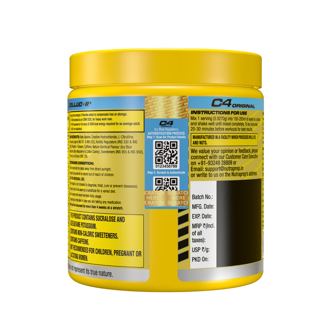 Yellow supplement container with label on a white background