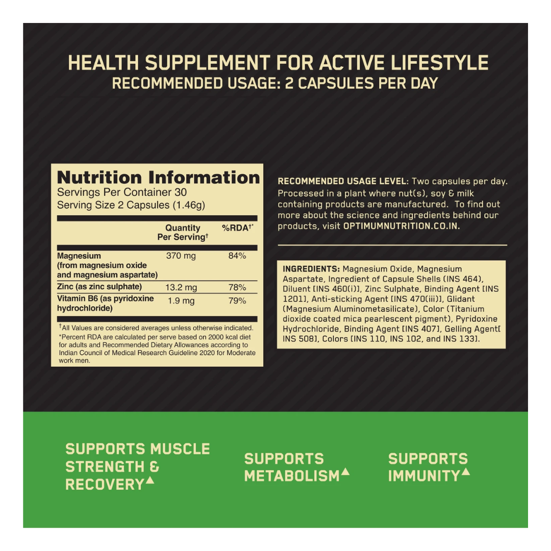 (ON) Optimum Nutrition Zinc Magnesium Aspartate (ZMA)