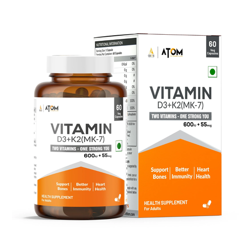 Asitis ATOM Vitamin D3 & K2 (MK-7) I 60 Veg Capsules