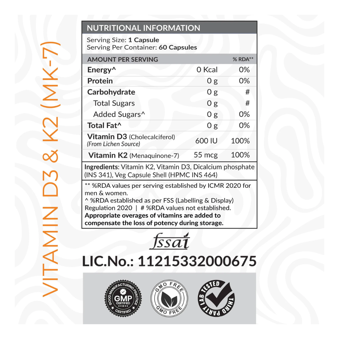 Asitis ATOM Vitamin D3 & K2 (MK-7) I 60 Veg Capsules