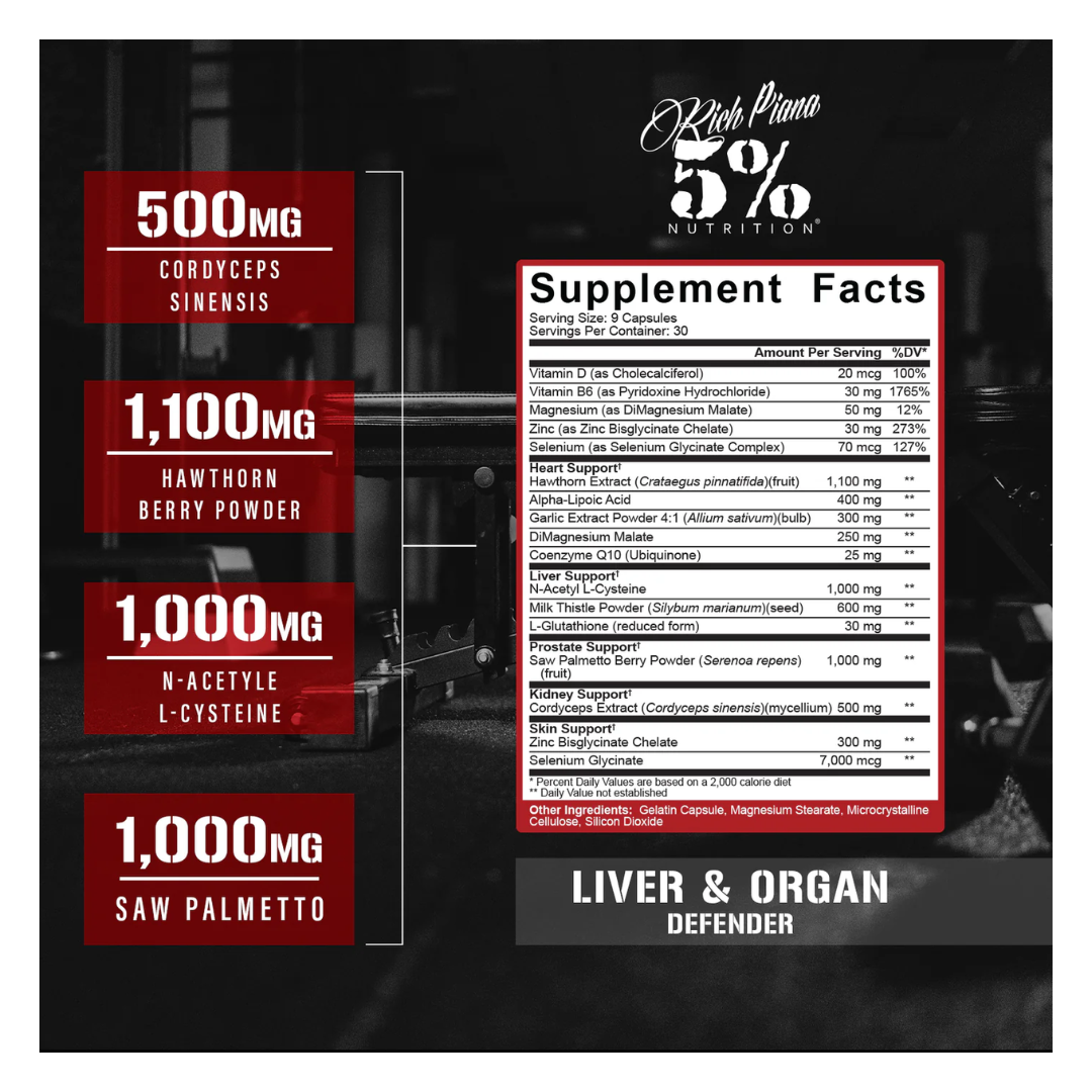 5% Nutrition Rich Piana Liver and Organ Defender Internal Health Support