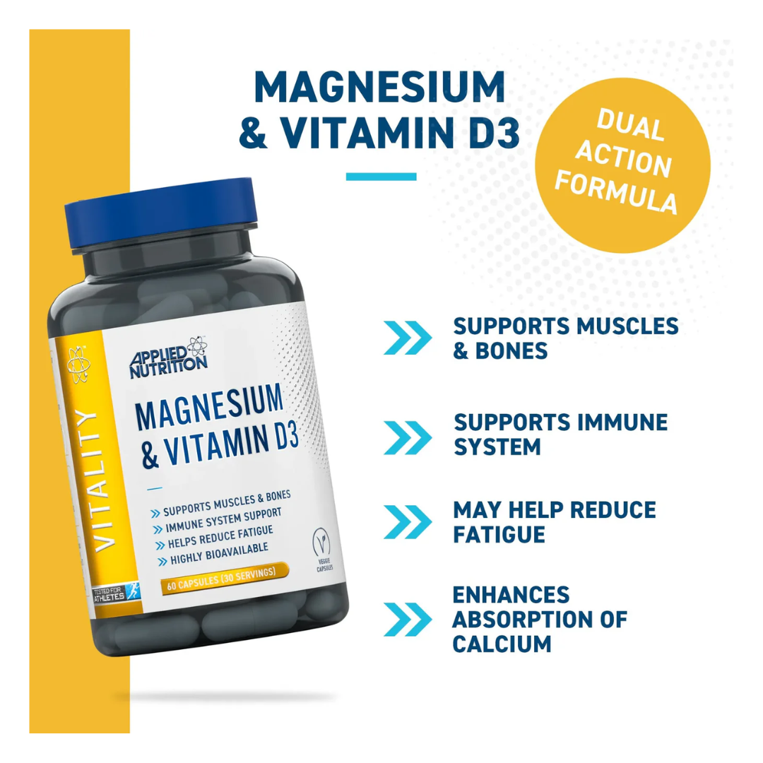 Applied Nutrition Magnesium & Vitamin D3 Capsules