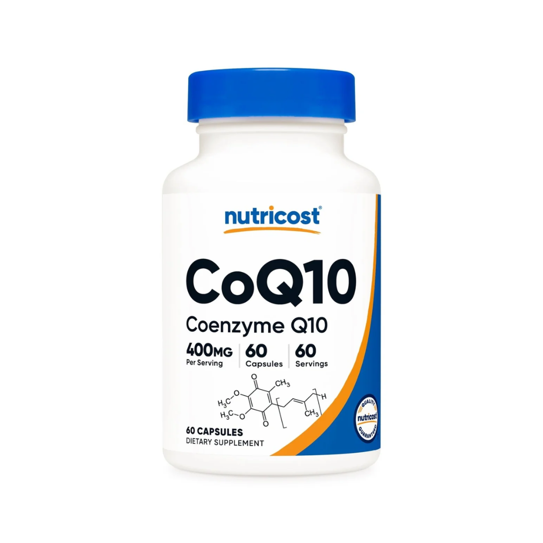 Nutricost CoQ10 Coenzyme Q10 supplement bottle on a white background