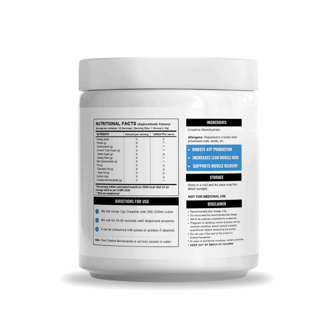 White supplement container with label on a white background